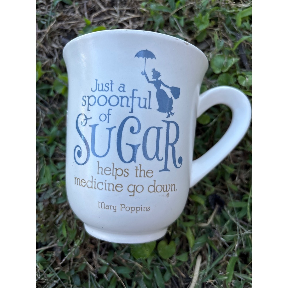 Disney Hallmark Mary Poppins Spoonful of Sugar Coffee Mug White Ceramic Tea Cup